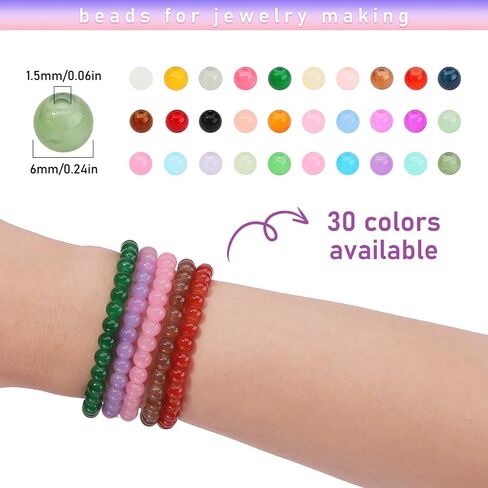 1855pcs 6mm Glass Beads for Bracelets 30 Colors Crystal Glass Beads Small Beads Friendship Bracelet Kit for Jewelry Making Bracelet Earring Necklace (1855pcs Beads) in Saudi Arabia