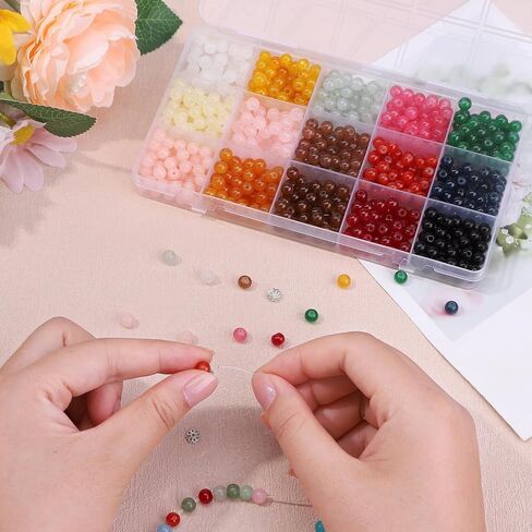 1855pcs 6mm Glass Beads for Bracelets 30 Colors Crystal Glass Beads Small Beads Friendship Bracelet Kit for Jewelry Making Bracelet Earring Necklace (1855pcs Beads) in Saudi Arabia