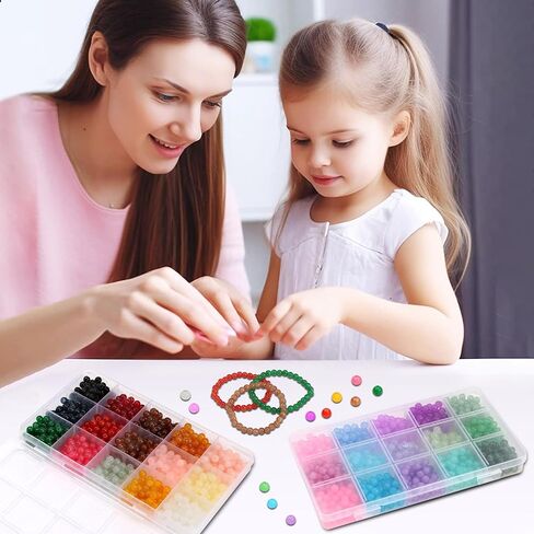1855pcs 6mm Glass Beads for Bracelets 30 Colors Crystal Glass Beads Small Beads Friendship Bracelet Kit for Jewelry Making Bracelet Earring Necklace (1855pcs Beads) in Saudi Arabia