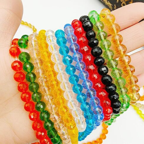 Crystal Glass Beads for Bracelets, 190pcs Crystal Beads for Jewelry Making, Glass Beads Bulk for Crafts Wind Chimes, 6mm 96 Faceted Rondelle Spacer Beads, Round Loose Beads, Purple in Saudi Arabia