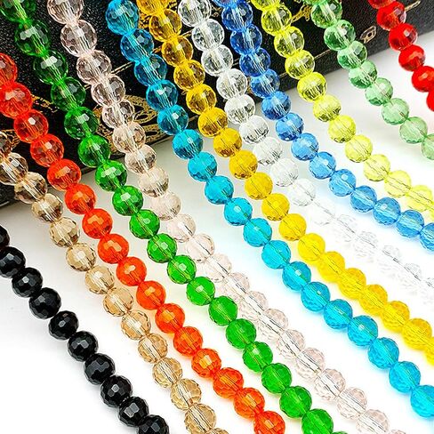 Crystal Glass Beads for Bracelets, 190pcs Crystal Beads for Jewelry Making, Glass Beads Bulk for Crafts Wind Chimes, 6mm 96 Faceted Rondelle Spacer Beads, Round Loose Beads, Purple in Saudi Arabia