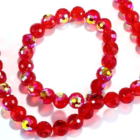 Crystal Glass Beads for Bracelets, 190pcs Crystal Beads for Jewelry Making, Glass Beads Bulk for Crafts Wind Chimes, 6mm 96 Faceted Rondelle Spacer Beads, Round Loose Beads, Purple in Saudi Arabia