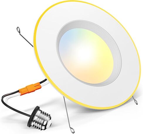 Amico 12 حزمة 5/6 بوصة LED يمكن أن تضيء مع ضوء ليلي، 5CCT التحديثية راحة الإضاءة للاختيار 2700/3000/4000/5000/6000K، عكس الضوء، 12W = 110W، 1100LM النازل - ETL وFCC in Kuwait