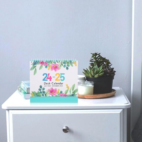 Tofficu 2024-2025 Desk Calendar: 2025 Desk Calendar, Monthly Desktop Calendar, Standing Flip Calendar, Personal Daily Planner for Home Office Supplies 2024.07-2025.12 B in Saudi Arabia