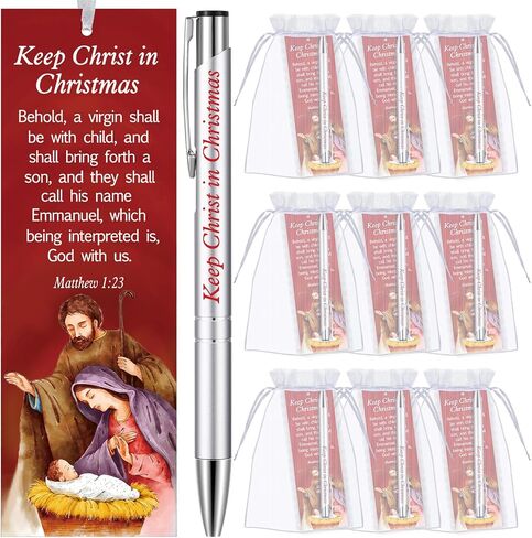 24 Pcs Christmas Christian Gifts Bulk Nativity Scene Church Gifts in Bulk, Include 12 Christmas Christian Bookmarks 12 Christmas Bible Verse Pen for Adult Church Sunday School Party Favors in Saudi Arabia