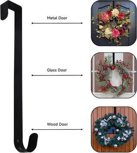 12 in Wreath-Hanger for Front Door, 2 pcs Door-Wreath-Hanger-Clear Over The Door Hooks，Non-Scratch-Door-Hanger Hook for Easter Christmas Halloween Fall Wreath Decorations，Welcome Sign for Front Door in Saudi Arabia