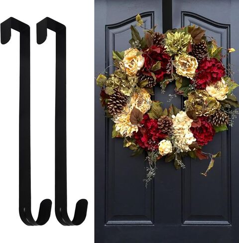 12 in Wreath-Hanger for Front Door, 2 pcs Door-Wreath-Hanger-Clear Over The Door Hooks，Non-Scratch-Door-Hanger Hook for Easter Christmas Halloween Fall Wreath Decorations，Welcome Sign for Front Door in Saudi Arabia