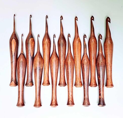 Rosewood Crochet Hooks Set - 13 Sizes 3.5mm to 12mm - Wooden Crochet Hooks with Comfortable Grip - - Ergonomic Design for Arthritic Hands - for Crocheting, Knitting - Gifts for Her(Set of 13) in Saudi Arabia