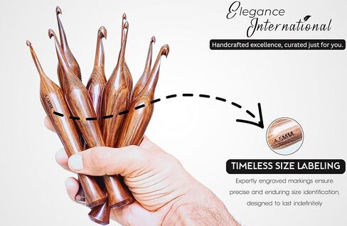 Rosewood Crochet Hooks Set - 13 Sizes 3.5mm to 12mm - Wooden Crochet Hooks with Comfortable Grip - - Ergonomic Design for Arthritic Hands - for Crocheting, Knitting - Gifts for Her(Set of 13) in Saudi Arabia