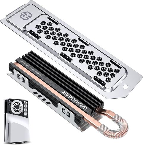 GRAUGEAR PS5 Heatsink SSD Cover Set, M.2 NVMe PS5 SSD Heatsink, Metal Heat Dissipation Cover, Copper Heat Pipe and Aluminum Fin for Playstation 5 SSD NVMe PCIe 4.0 Storage [G-PS5HS03] in Saudi Arabia