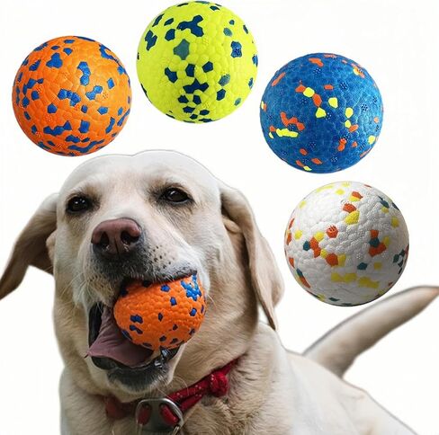 4pcs Indestructible Dog Balls for Aggressive Chewers - Atom Teething Chew Toys Water Toy Fetch Balls for Medium and Large Dogs (4 colors,3") in Saudi Arabia