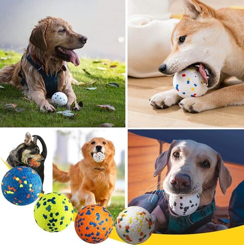 4pcs Indestructible Dog Balls for Aggressive Chewers - Atom Teething Chew Toys Water Toy Fetch Balls for Medium and Large Dogs (4 colors,3") in Saudi Arabia