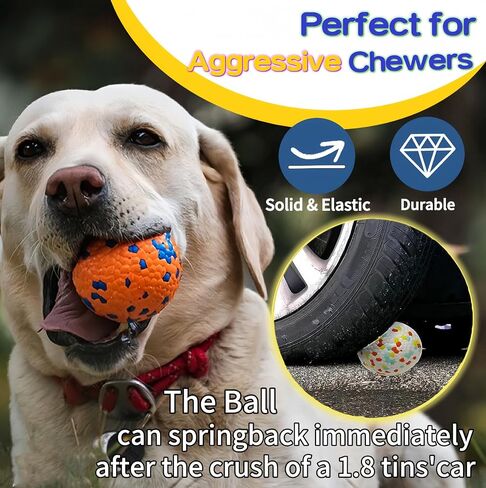 4pcs Indestructible Dog Balls for Aggressive Chewers - Atom Teething Chew Toys Water Toy Fetch Balls for Medium and Large Dogs (4 colors,3") in Saudi Arabia