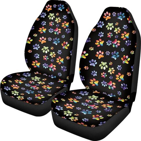 Tie Dye Dog Paws Print Car Seat Covers for Front Seats Only,Universal Bucket Seats Protector Fit for Car,SUV Sedan,Truck in Saudi Arabia