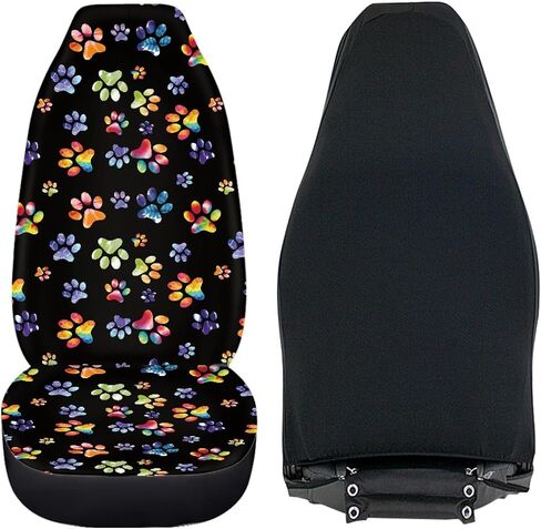 Tie Dye Dog Paws Print Car Seat Covers for Front Seats Only,Universal Bucket Seats Protector Fit for Car,SUV Sedan,Truck in Saudi Arabia