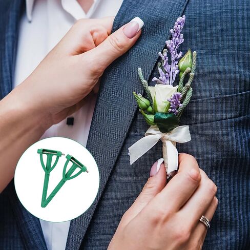 50 Pack Boutonniere Safety Pins, Plastic Triangle Corsage Safety Pins Wedding Brooch Corsage Pin Buttonhole Flowers Pins Green Boutonniere Pins Clips for Wedding Bride Groomsmen Men Brooch DIY Craft in Saudi Arabia