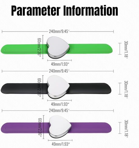 3 عبوات من سوار معصم حامل الدبوس المغناطيسي - سوار معصم من السيليكون باللون الأرجواني والأخضر والأسود - سوار معصم مغناطيسي لدبوس الخياطة، ومشابك الشعر، ودبوس مصفف الشعر (شكل قلب) in Kuwait