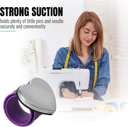 3 عبوات من سوار معصم حامل الدبوس المغناطيسي - سوار معصم من السيليكون باللون الأرجواني والأخضر والأسود - سوار معصم مغناطيسي لدبوس الخياطة، ومشابك الشعر، ودبوس مصفف الشعر (شكل قلب) in Kuwait