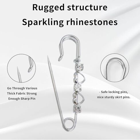 دبابيس أمان من حجر الراين، دبابيس زخرفية، دبابيس أمان بروش للملابس، دبوس أمان للنساء، فساتين بياقة شال وسترة عصرية، مجموعة دبابيس من الكريستال الصناعي (10 قطع) in Kuwait