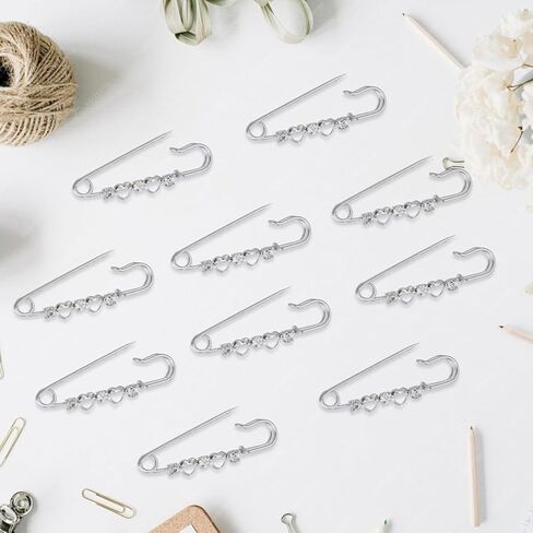 دبابيس أمان من حجر الراين، دبابيس زخرفية، دبابيس أمان بروش للملابس، دبوس أمان للنساء، فساتين بياقة شال وسترة عصرية، مجموعة دبابيس من الكريستال الصناعي (10 قطع) in Kuwait