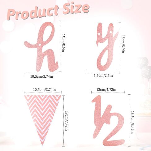 Happy 1/2 Birthday Banner Glitter Half Birthday 6 Months Happy Birthday Banner Happy Birthday Bunting Banner Birthday Party Decorations for Half Year Baby Shower, Rose Gold in Saudi Arabia