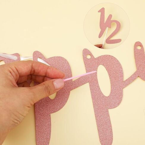 Happy 1/2 Birthday Banner Glitter Half Birthday 6 Months Happy Birthday Banner Happy Birthday Bunting Banner Birthday Party Decorations for Half Year Baby Shower, Rose Gold in Saudi Arabia