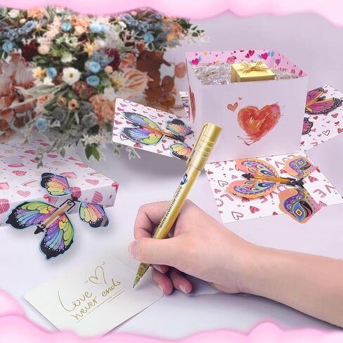 Butterfly Explosion Gift Box, Exploding Gifts Box with 4Pcs Butterflies, Flying Butterfly Surprise Box, Surprise Gifts Box for Birthday, Christmas, Wedding, Thanksgiving,Pink in Saudi Arabia
