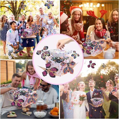 Butterfly Explosion Gift Box, Exploding Gifts Box with 4Pcs Butterflies, Flying Butterfly Surprise Box, Surprise Gifts Box for Birthday, Christmas, Wedding, Thanksgiving,Pink in Saudi Arabia