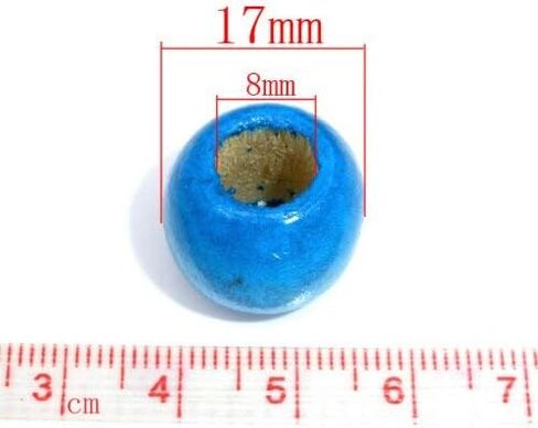 Multicolor Large Hole Macrame Wood Beads 17mm x 14mm Diameter Barrel Shape with Big 8mm Hole, 50 Count in Saudi Arabia