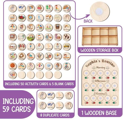 Wooden Daily Routine Chart 11x15", to Do Chart for Kids, Daily Chart for Toddlers, Routine Chart for Toddlers, Morning Bedtime Routine Chart for Toddlers in Saudi Arabia
