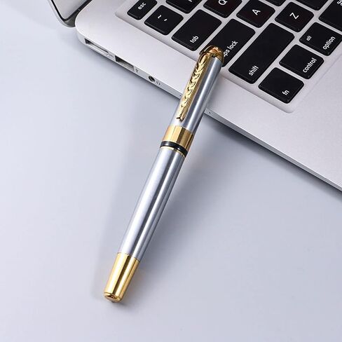 YIVONKA Ballpoint Pen Luxury Ballpoint Line Black Refill width 0.5mm Gift Set for Men & Women Professional Executive,Office,Nice BallPens Classy Gift Box (Silver) in Saudi Arabia