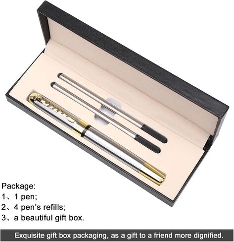YIVONKA Ballpoint Pen Luxury Ballpoint Line Black Refill width 0.5mm Gift Set for Men & Women Professional Executive,Office,Nice BallPens Classy Gift Box (Silver) in Saudi Arabia