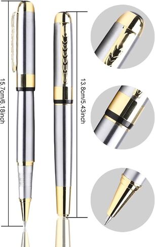 YIVONKA Ballpoint Pen Luxury Ballpoint Line Black Refill width 0.5mm Gift Set for Men & Women Professional Executive,Office,Nice BallPens Classy Gift Box (Silver) in Saudi Arabia