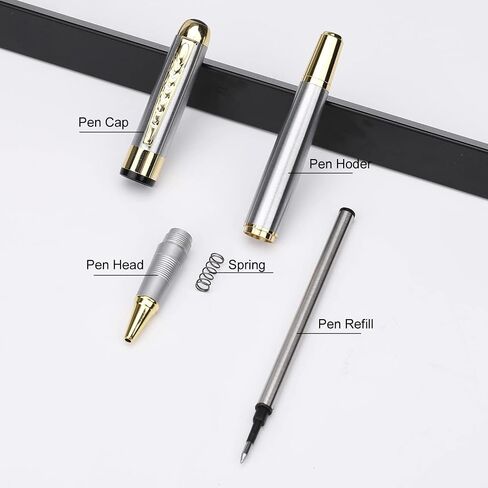 YIVONKA Ballpoint Pen Luxury Ballpoint Line Black Refill width 0.5mm Gift Set for Men & Women Professional Executive,Office,Nice BallPens Classy Gift Box (Silver) in Saudi Arabia