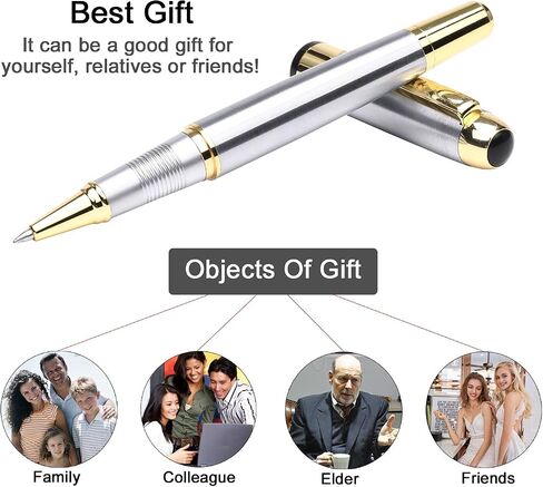 YIVONKA Ballpoint Pen Luxury Ballpoint Line Black Refill width 0.5mm Gift Set for Men & Women Professional Executive,Office,Nice BallPens Classy Gift Box (Silver) in Saudi Arabia