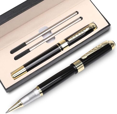 YIVONKA Ballpoint Pen Luxury Ballpoint Line Black Refill width 0.5mm Gift Set for Men & Women Professional Executive,Office,Nice BallPens Classy Gift Box (Silver) in Saudi Arabia