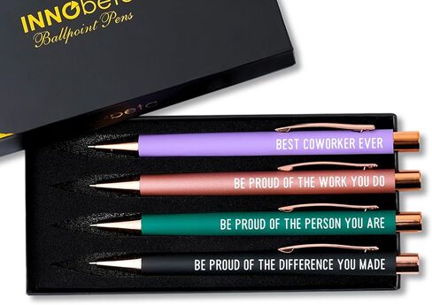 InnoBeta Farewell Gifts for Coworkers, Ballpoint Pen Set of 4, Coworker Leaving Goodbye gifts for women, Cool Funny New Job Presents for Birthday, Christmas - Best Coworker Ever - Gold in Saudi Arabia