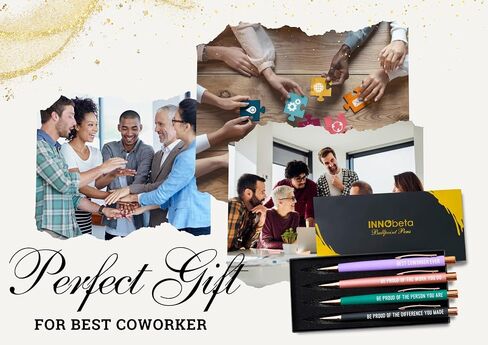 InnoBeta Farewell Gifts for Coworkers, Ballpoint Pen Set of 4, Coworker Leaving Goodbye gifts for women, Cool Funny New Job Presents for Birthday, Christmas - Best Coworker Ever - Gold in Saudi Arabia