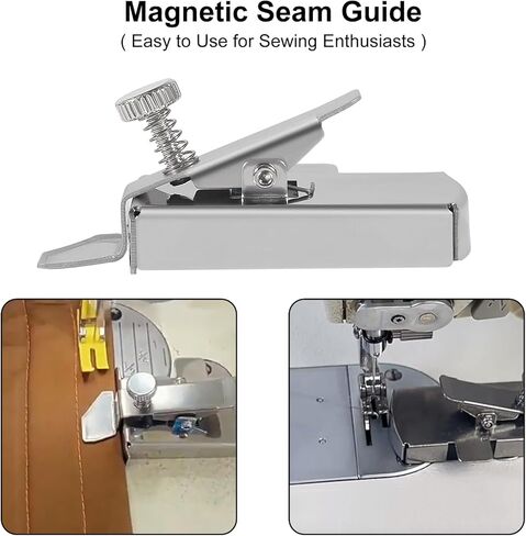 قطعتان من دليل التماس المغناطيسي لآلة الخياطة، مشابك دليل الخياطة، قدم الضغط من الفولاذ المقاوم للصدأ، دليل هيمر، مسطرة الخياطة، مقياس عالمي لتحديد الحواف، ملحقات لوازم الخياطة متعددة الوظائف in Kuwait