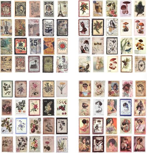 4 Packs Scrapbooking Sticker Washi Sticker Vintage Postage Stamp Sticker Sealing Sticker Planner Stickers Retro Decoration for Notebook Diary Album Journals DIY Arts and Crafts (Ancient) in Saudi Arabia