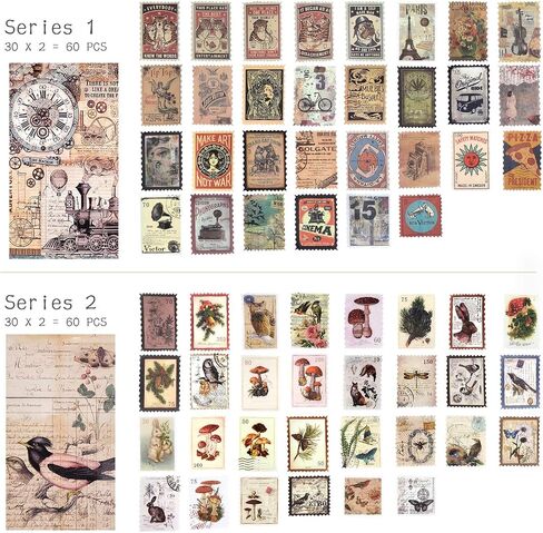 4 Packs Scrapbooking Sticker Washi Sticker Vintage Postage Stamp Sticker Sealing Sticker Planner Stickers Retro Decoration for Notebook Diary Album Journals DIY Arts and Crafts (Ancient) in Saudi Arabia