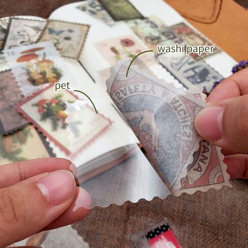 4 Packs Scrapbooking Sticker Washi Sticker Vintage Postage Stamp Sticker Sealing Sticker Planner Stickers Retro Decoration for Notebook Diary Album Journals DIY Arts and Crafts (Ancient) in Saudi Arabia