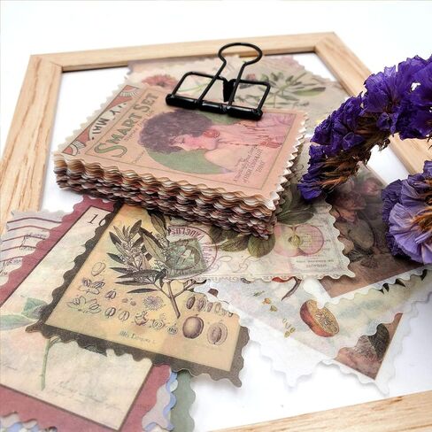 4 Packs Scrapbooking Sticker Washi Sticker Vintage Postage Stamp Sticker Sealing Sticker Planner Stickers Retro Decoration for Notebook Diary Album Journals DIY Arts and Crafts (Ancient) in Saudi Arabia