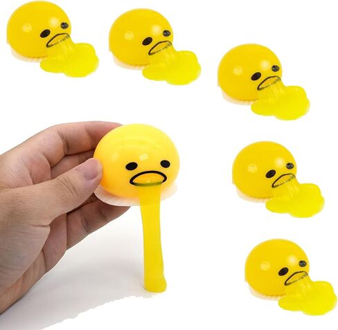 4Pcs Puking Egg Yolk Stress Ball, Vomiting Egg Yolk Stress Ball, Vomiting Disgusting Egg Yolk Ball Toy, Sucking Lazy Egg Yolk Stress Relief Toys（Yellow） in Saudi Arabia