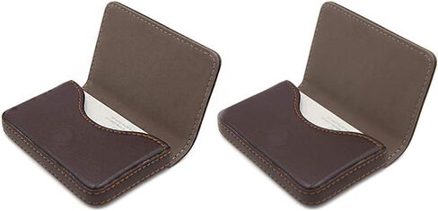 حامل بطاقات العمل، حافظة بطاقات عمل من جلد البولي يوريثان، حامل بطاقات ائتمان الجيب للرجال والنساء، المنزل والمكتب، القهوة (قطعتان) in Kuwait