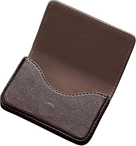 حامل بطاقات العمل، حافظة بطاقات عمل من جلد البولي يوريثان، حامل بطاقات ائتمان الجيب للرجال والنساء، المنزل والمكتب، القهوة (قطعتان) in Kuwait