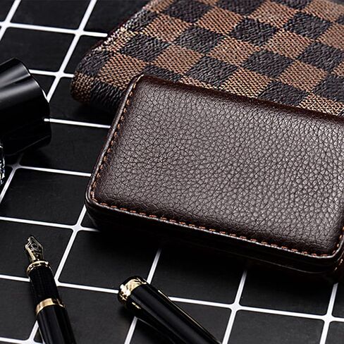 حامل بطاقات العمل، حافظة بطاقات عمل من جلد البولي يوريثان، حامل بطاقات ائتمان الجيب للرجال والنساء، المنزل والمكتب، القهوة (قطعتان) in Kuwait