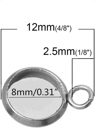 50pcs Round Bezel Pendant Trays Blank Cabochon Base Round Jewelry Disc Base Bezel Tray Silver for DIY Crafting Photo Jewelry Making in Kuwait