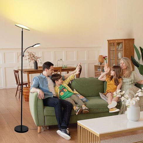 42W/4500LM LED Floor Lamp for Living Room, Dimmable Floor Lamp with Reading Light, Standing Lamp for Bedroom Office, Stepless Floor Light with Remote, Timer & Metal Base, 4 Color Temperatures in Saudi Arabia