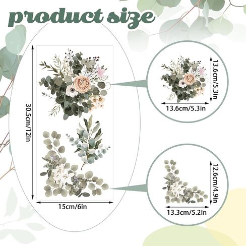10 Sheets Botanical Flower Rub on Transfers for Craft 6 x 12 Inches Vintage Floral Furniture Rub on Transfers Sticker Decals Decorations for Cabinet Wood Door DIY Craft (Eucalyptus Style) in Saudi Arabia
